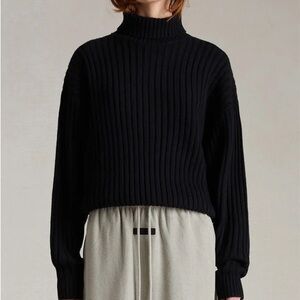 NEW – Black Ribbed Mock Neck Sweater Turtleneck Cozy Sweater